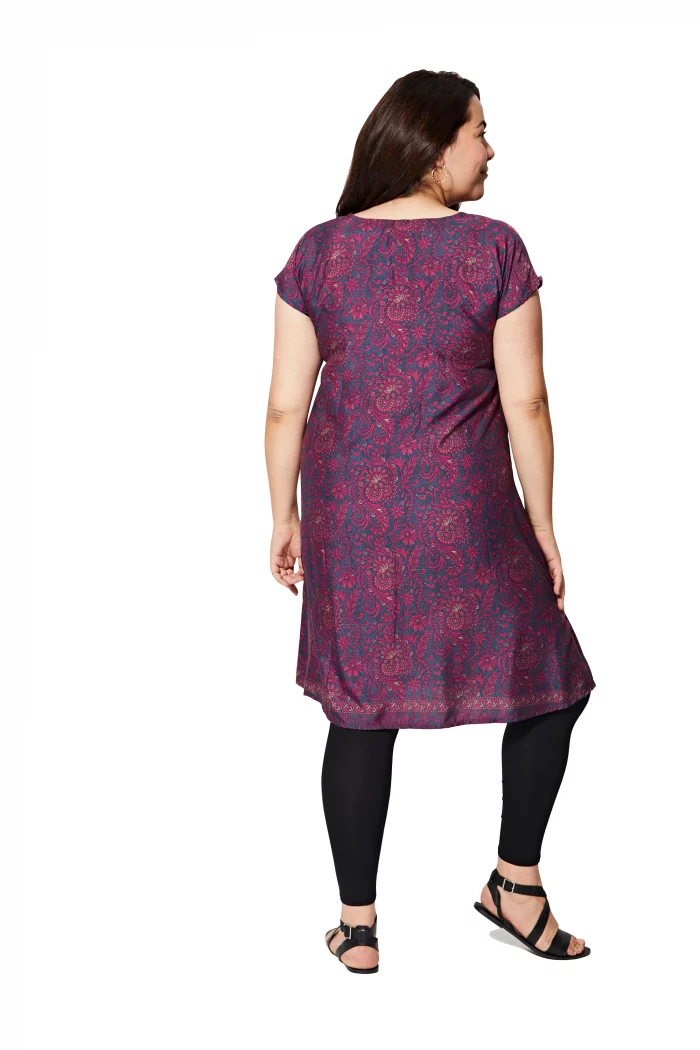 Tunique à manches courtes Bleu nuit à motifs roses - MCTUP0205F – Image 2