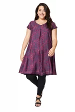 Tunique à manches courtes Bleu nuit à motifs roses - MCTUP0205F