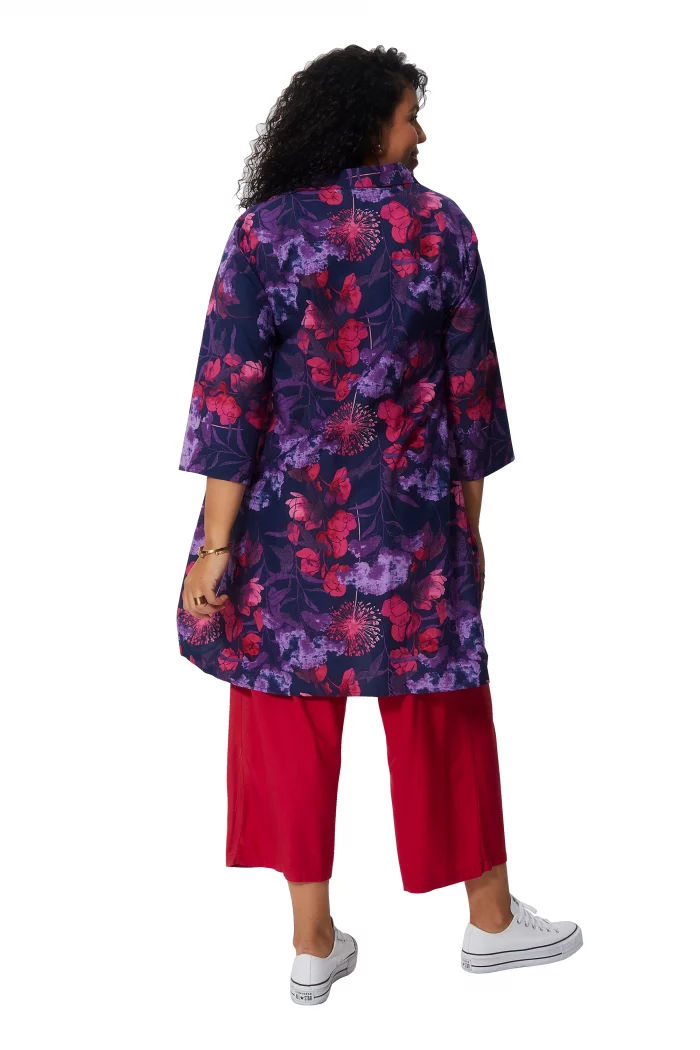 Tunique Fleuris violette à col chemise - TUP0545C – Image 2
