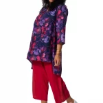 Tunique Fleuris violette à col chemise - TUP0545C