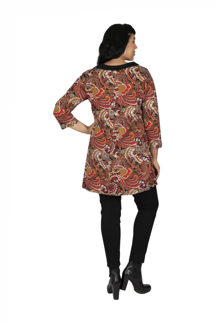 Tunique ethnique Noire à motifs colorés - TUP6036G – Image 2