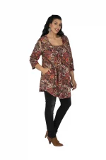 Tunique Ethnique à motifs colorés à manches 3/4 - TUP6038G