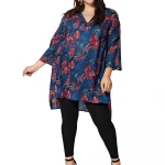 Tunique à col chemise Bleue et rouge - TUP0536A