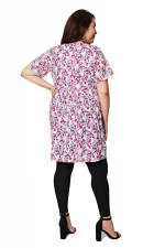 Tunique à manches courte Bohème blanche et rose - TUP0537B – Image 2
