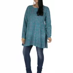 Tunique Bleue à motifs ethniques à manches longues - TUP6039M