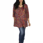 Tunique ethnique colorée à manches 3/4 - TUP6040P
