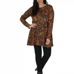 Tunique Noire à motifs colorés à manches longues - TUP6039O