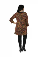 Tunique ethnique Noire à motifs coloré - TUP6036O – Image 2
