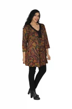 Tunique ethnique Noire à motifs coloré - TUP6036O