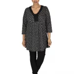 Tunique ethnique Noire à fleurs blanches - TUP6036D