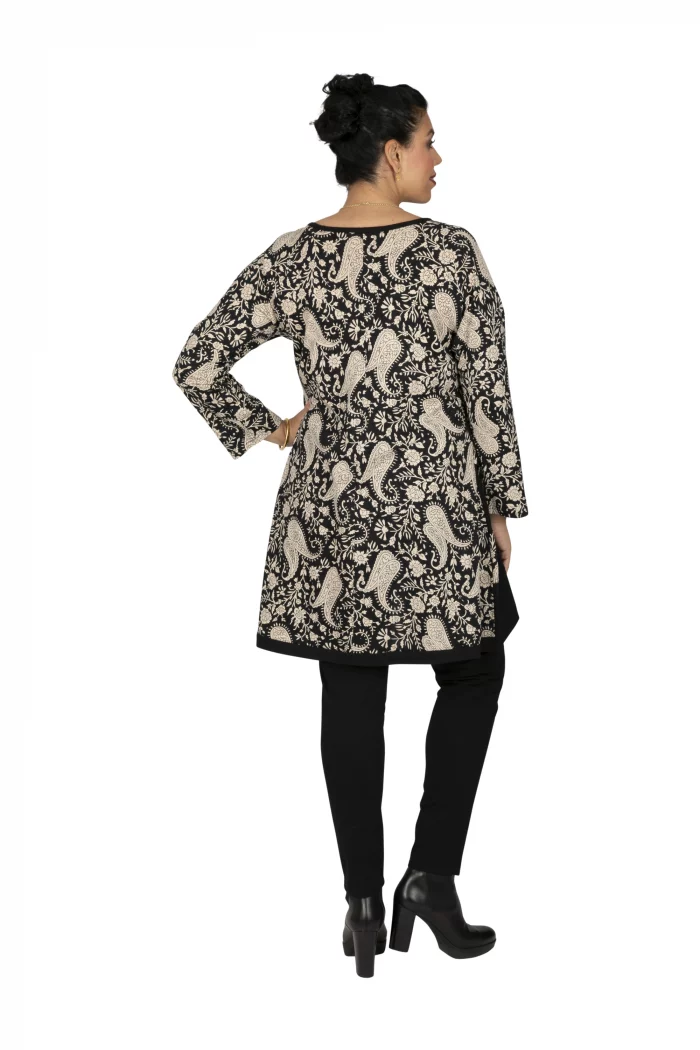Tunique Noire à motifs bohèmes crème - TUP6035J – Image 2