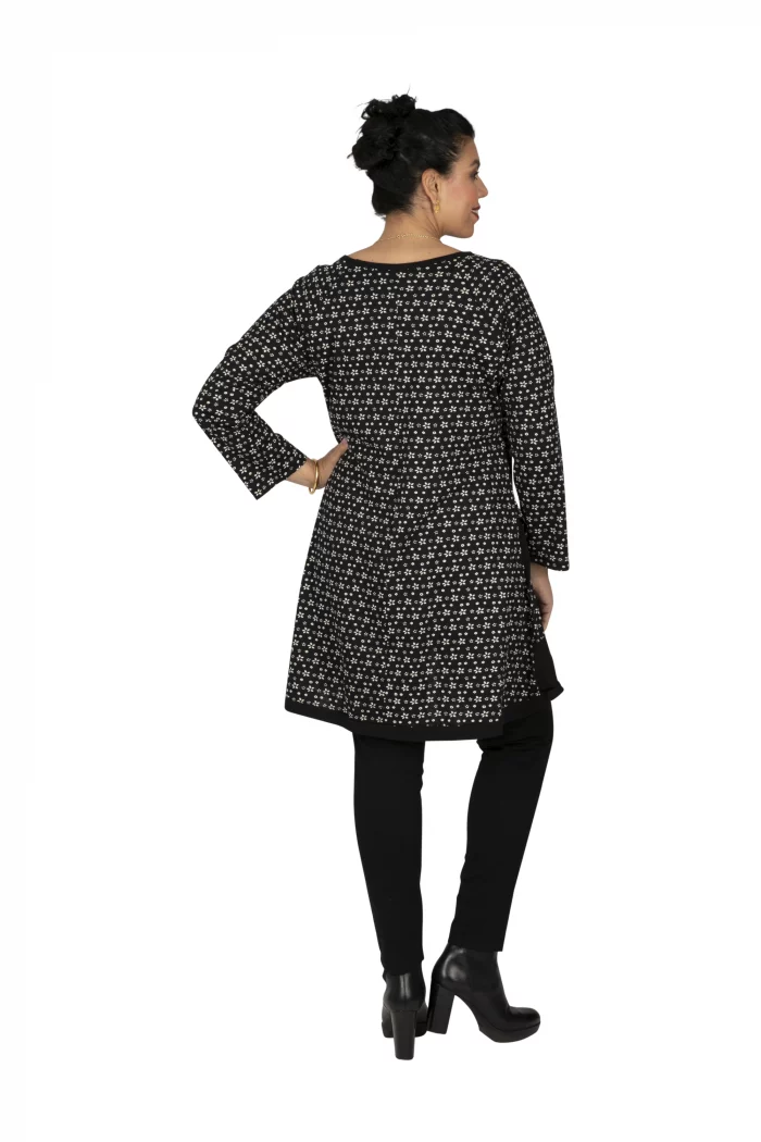 Tunique Noire à fleurs blanches - TUP6035D – Image 2