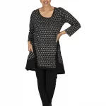 Tunique Noire à fleurs blanches - TUP6035D