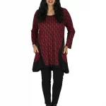 Tunique Noire à motifs bohèmes rouges - TUP6035H