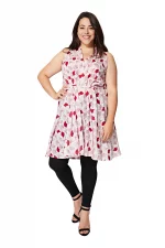 Tunique sans manches Bohème rose et rouge - TUP0539A