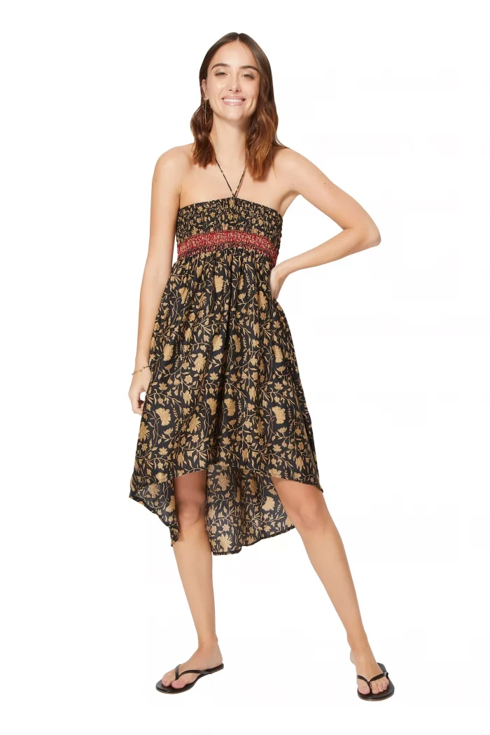 Robe / Jupe 2en1 bleu marron doré - JIP0032A – Image 2