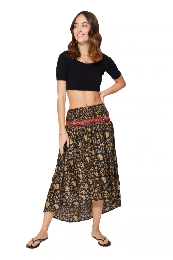 Robe / Jupe 2en1 bleu marron doré - JIP0032A – Image 1