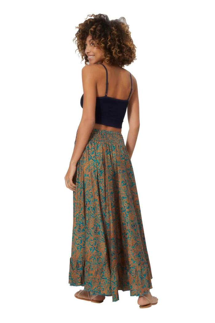 Jupe longue fendue devant imprimé Damas - JIP0033D – Image 2