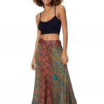 Jupe longue fendue devant imprimé Damas - JIP0033D