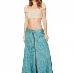 Jupe longue Bleue fendue devant - JIP0033E