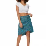 Jupe portefeuille asymétrique Bleue floral - JIP0035A