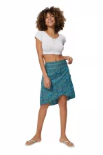 Jupe portefeuille asymétrique Bleue floral - JIP0035A
