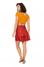 Jupe courte à nouer Rouge abstrait - JIP0040C – Image 2