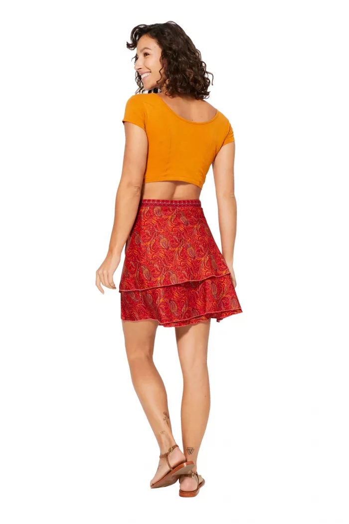 Jupe courte à nouer Rouge abstrait - JIP0040C – Image 2
