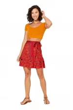 Jupe courte à nouer Rouge abstrait - JIP0040C
