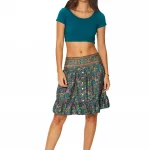 Jupe à boutons imprimé floral vintage - JIP0041A