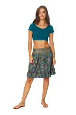 Jupe à boutons imprimé floral vintage - JIP0041A