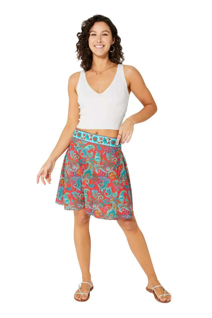 Jupe courte droite et plissée Multicolore - JIP0042A – Image 1