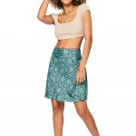 Jupe courte droite et plissée Bleu floral - JIP0042B