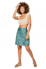 Jupe courte droite et plissée Bleu floral - JIP0042B