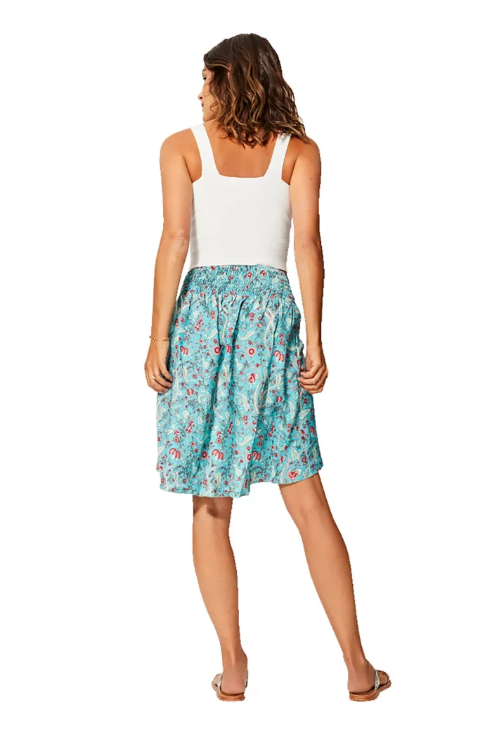 Jupe asymétrique effet portefeuille, bleu turquoise - JIP0043A – Image 2