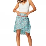 Jupe asymétrique effet portefeuille, bleu turquoise - JIP0043A