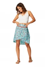 Jupe asymétrique effet portefeuille, bleu turquoise - JIP0043A