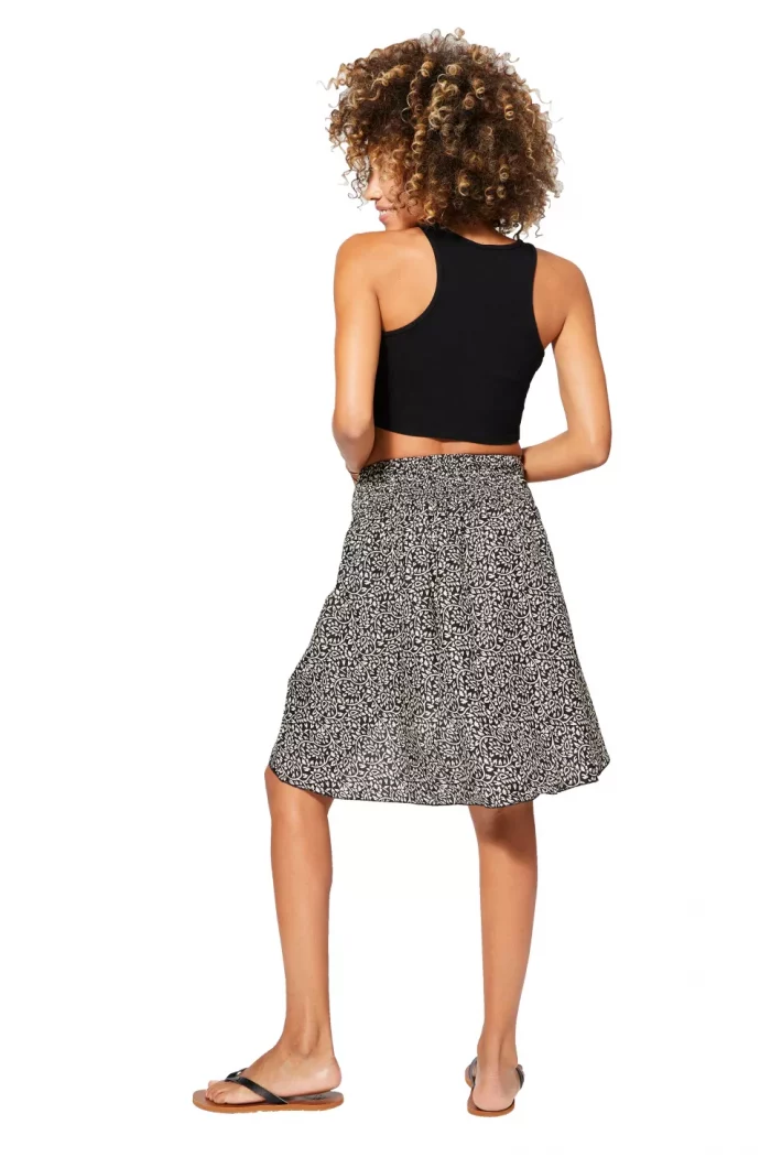 Jupe asymétrique effet portefeuille, noire & beige - JIP0043B – Image 2