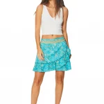 Jupe style portfeuille, bleu turquoise - JIP0044B