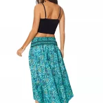 Robe / Jupe 2en1 bleu turquoise motif végétal - JIP0046B