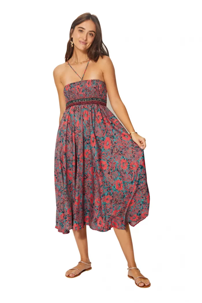 Jupe / Robe 2en1 corail et bleue - JIP0047B – Image 2