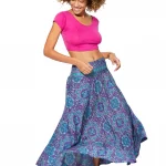 Longue jupe fluide Bleue et Violette - JIP0048B