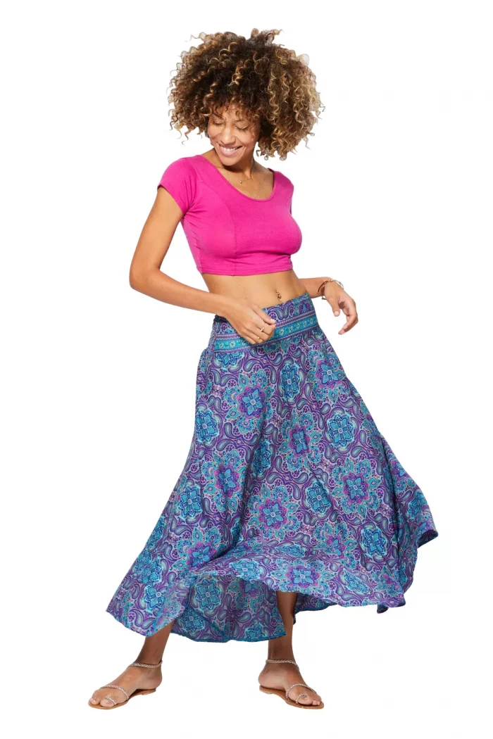 Longue jupe fluide Bleue et Violette - JIP0048B – Image 1