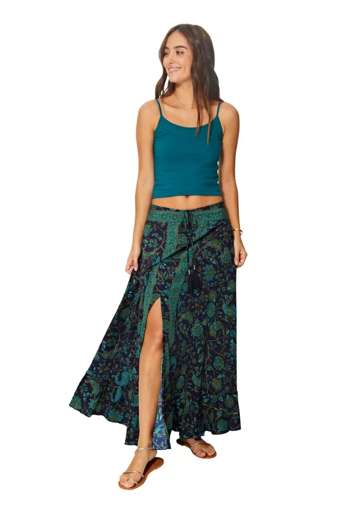 Jupe fendue taille basse Bleue et Verte - JIP0049H – Image 1