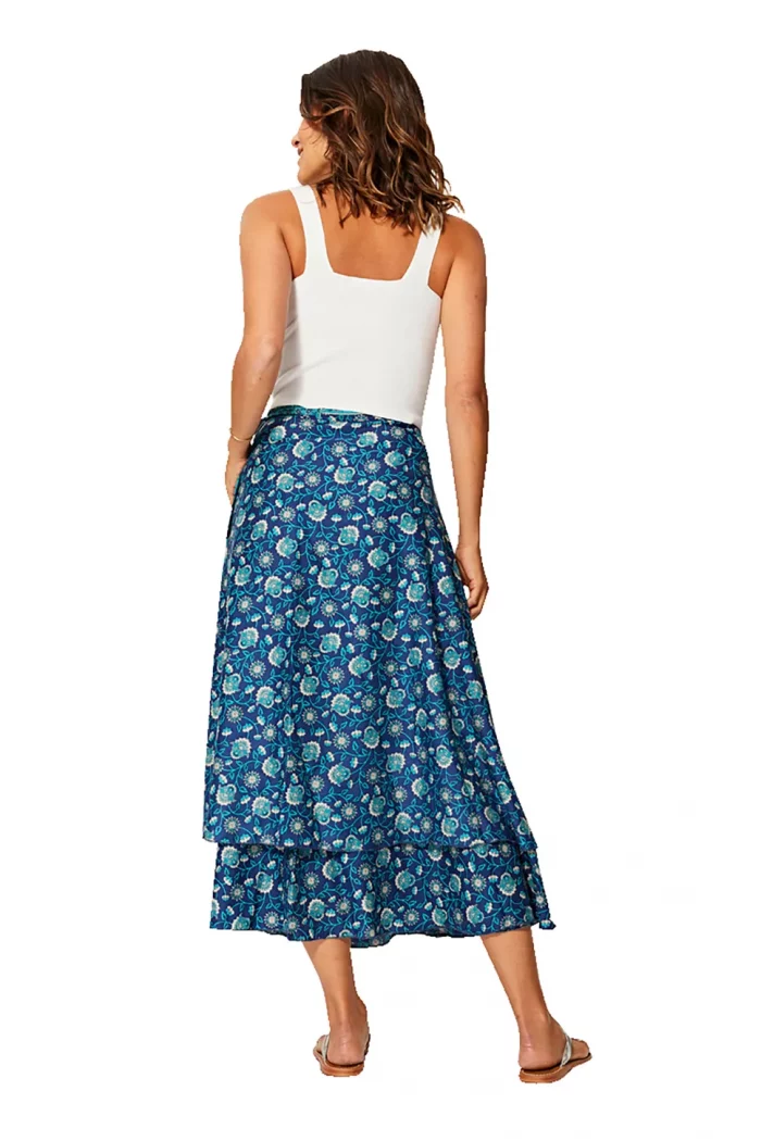 Jupe portefeuille Bleue imprimé estival- JIP0050A – Image 2