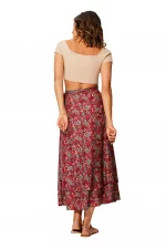 Jupe portefeuille Rouge imprimé printannier- JIP0050B – Image 2