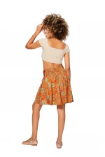 Jupe fluide Orange imprimé Hawaïen floral - JIP2000C – Image 2