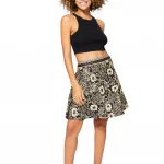 Jupe courte Noire imprimé Hawaïen - JIP2000G