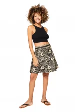 Jupe courte Noire imprimé Hawaïen - JIP2000G