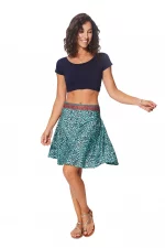Jupe courte Bleue motifs arabasques - JIP2000H